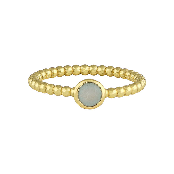 Ring GLOBULI, Chalcedon, Aqua, 22K vergoldet