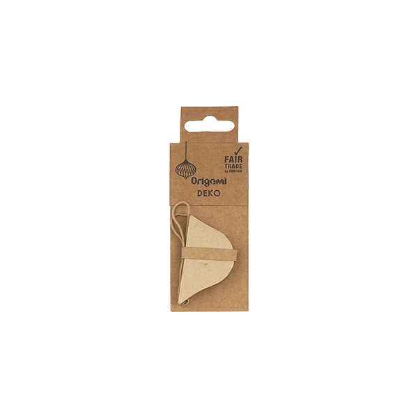 Papierdeko Origami 6,5cm ONION natur, Goldrand / CONTIGO Fairtrade Onlineshop
