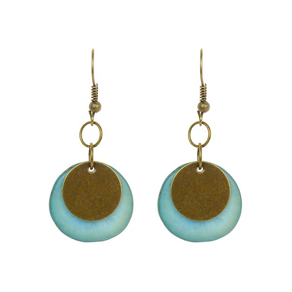 Ohrringe zweiteilig aqua, Tagua