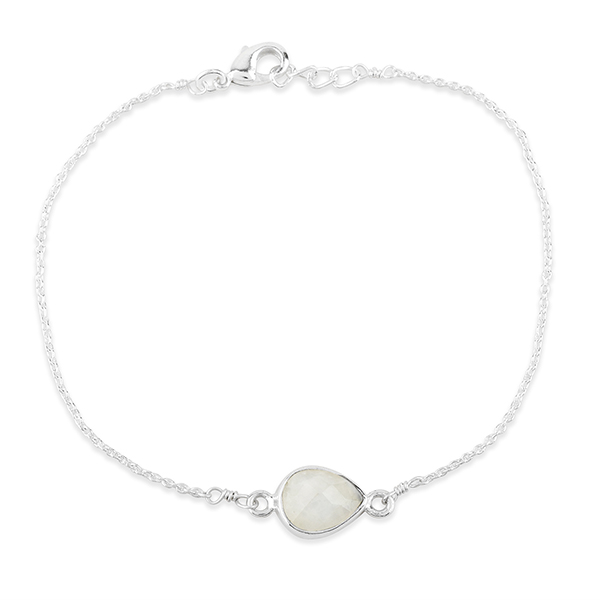 Armband Tropfen Mondstein, versilbert