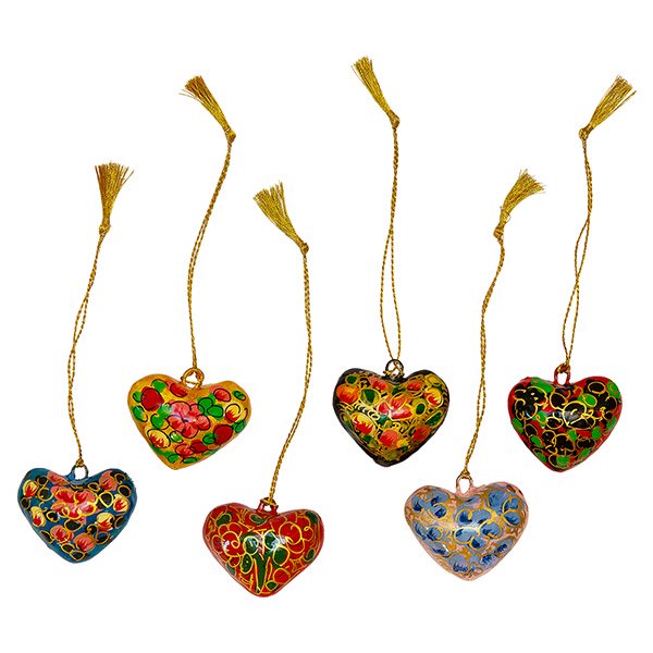 Anhänger HERZ 3,5cm Kaschmir handbemalt, Pappmaché (Stück)