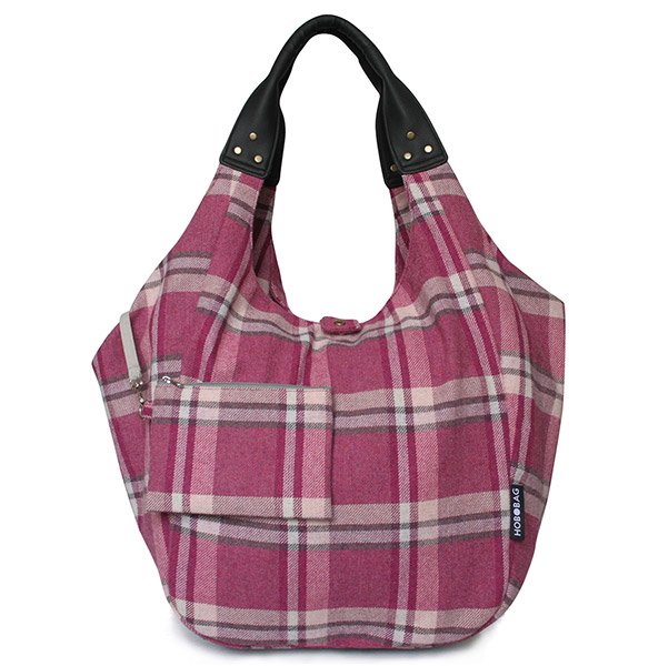 Tasche HOBOBAG DUBLIN, rot-weiß Flanell, Wollmix