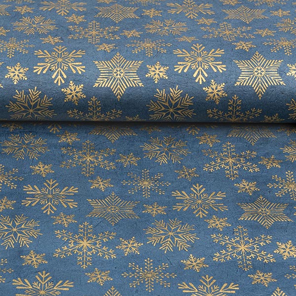 LOKTA Papierbogen, handgeschöpft, FLOCKENTANZ nachtblau-gold