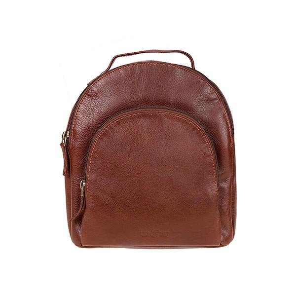 Rucksack Tumbled-ROUND kastanie, Rindsleder / CONTIGO Fairtrade Onlineshop