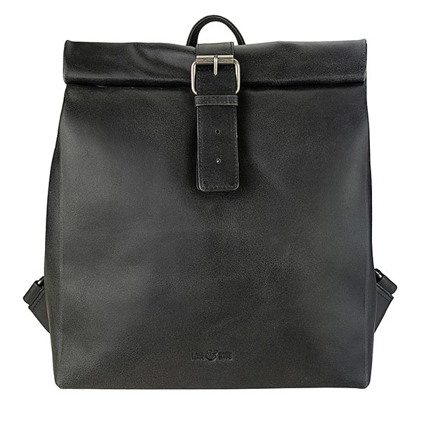 Rucksack Vintage-LUNCHbag schwarz, Rindsleder