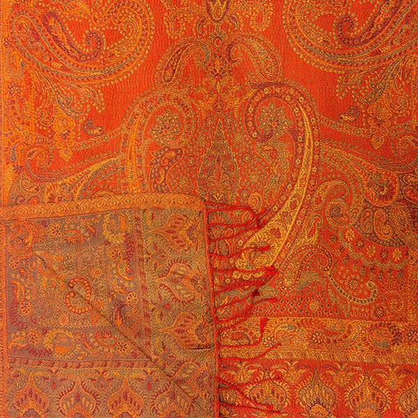 Schal PAISLEY, terracotta-orange-mix, 190x54cm, Seide / CONTIGO Fairtrade Onlineshop