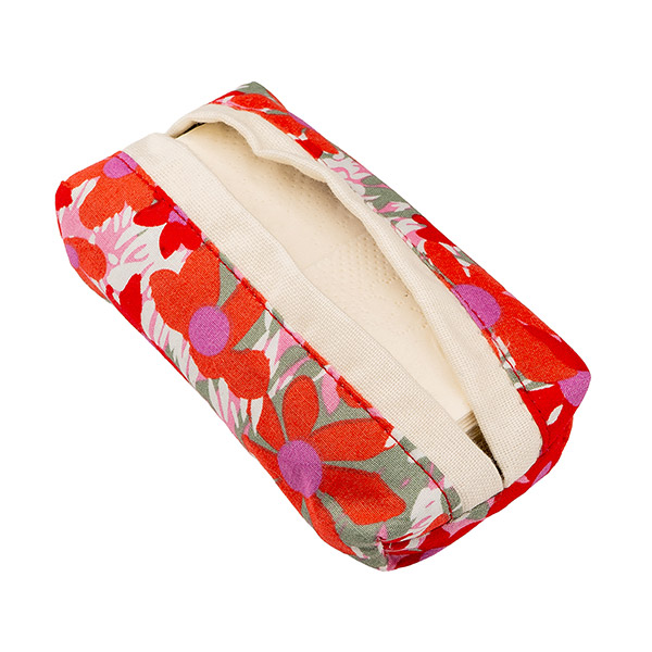 Taschentuchspender DAHLIA, rot-orange-weiß, Baumwolle / CONTIGO Fairtrade Onlineshop