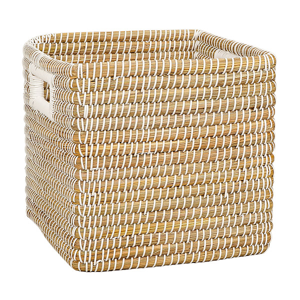 Regalkorb 32cm Würfel ELEGANT WHITE, Kaisagras