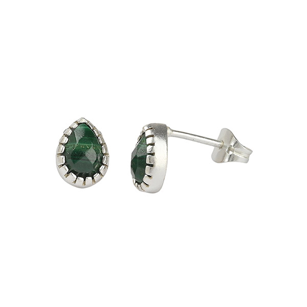 Ohrstecker, TROPFEN, Malachit, versilbert / CONTIGO Fairtrade Onlineshop
