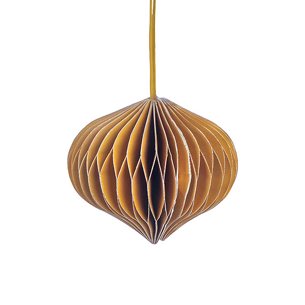 Papierdeko Origami 6,5cm ONION goldgelb, Goldrand / CONTIGO Fairtrade Onlineshop