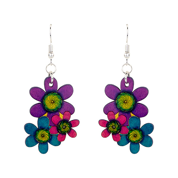 Ohrringe TRIPLE FLOWERS, Flaschenkürbis / CONTIGO Fairtrade Onlineshop