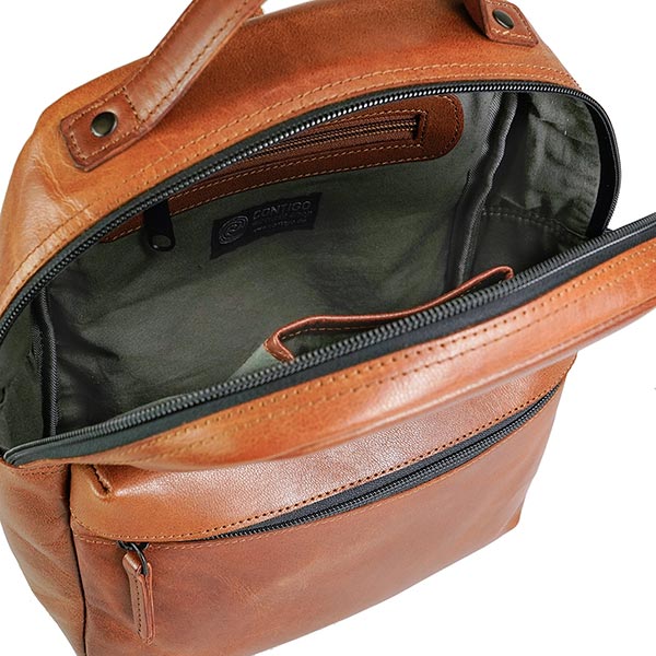 Rucksack Midi SPORTY chestnut, ECO-Ziegenleder / CONTIGO Fairtrade Onlineshop