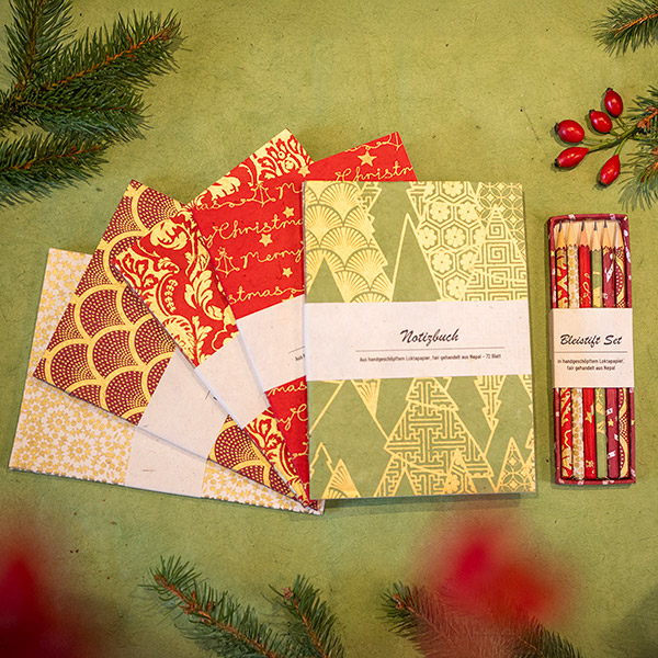 Notizheft ZUCKERSTANGE beere-natur-gold, Loktapapier