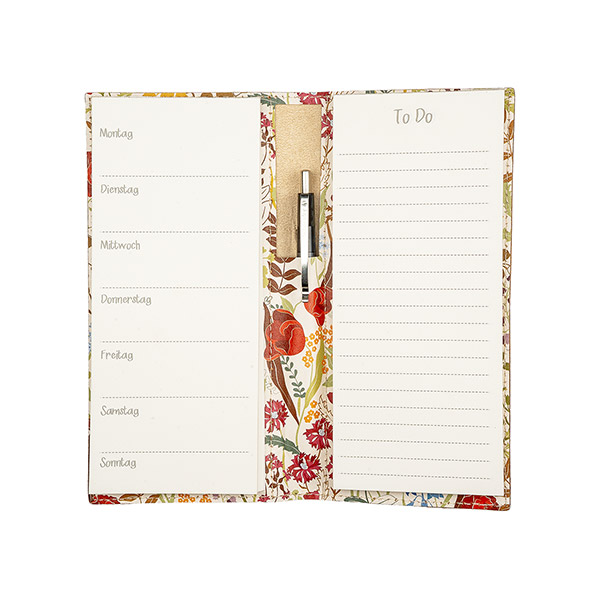 TO-DO-Listen-Notizblock mit Wochenplaner, BLUMENWIESE, Recyclingleder, nachfüllbar / CONTIGO Fairtrade Onlineshop