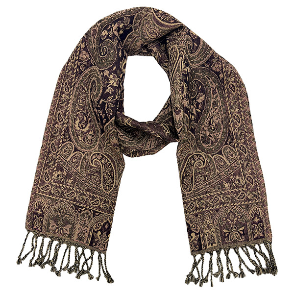 Schal PAISLEY aubergine-beige, 165x35cm Wolle / CONTIGO Fairtrade Onlineshop