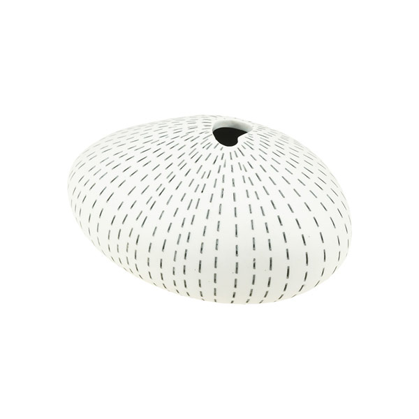 Vase PEBBLE flach 6x14cm, grau-weiß, Keramik handgemacht / CONTIGO Fairtrade Onlineshop