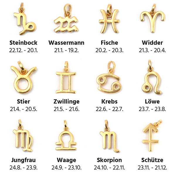 Anhänger, Sternzeichen, Mix&Match, 22K vergoldet, [S01] / CONTIGO Fairtrade Onlineshop