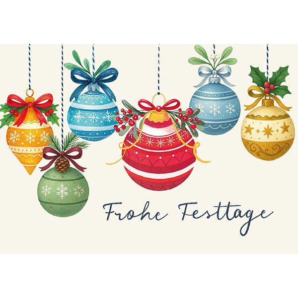 Grußkarte M Christbaumkugeln