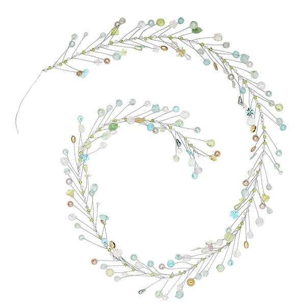 Perlendekoration Girlande, 90 cm, aqua
