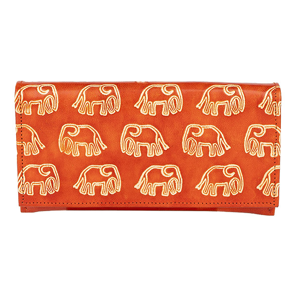 Brieftasche lang ELEFANT dunkelbraun, Ziegenleder / CONTIGO Fairtrade Onlineshop