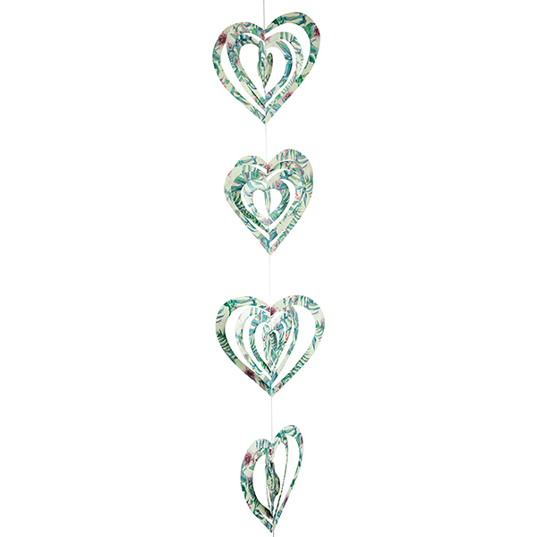 Girlande Herzen 3D 220cm, Palmengarten, Papier