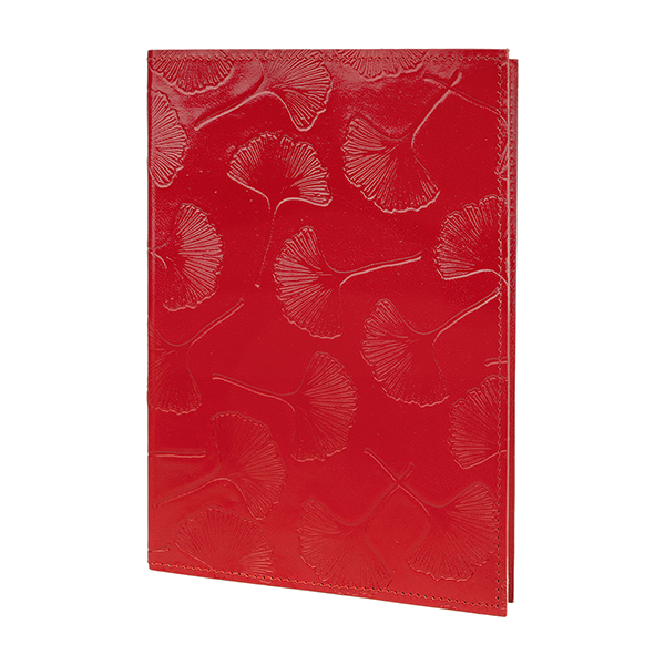 Notizbuch M GINGKO, kirschrot, nachfüllbar, Leder