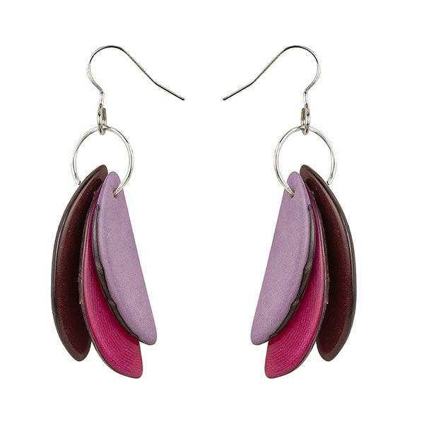 Ohrringe SLICES violett-fuchsia, Tagua