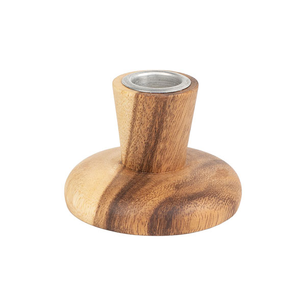 Kerzenhalter CONIC mit Fuß 6cm natur, Acaciaholz