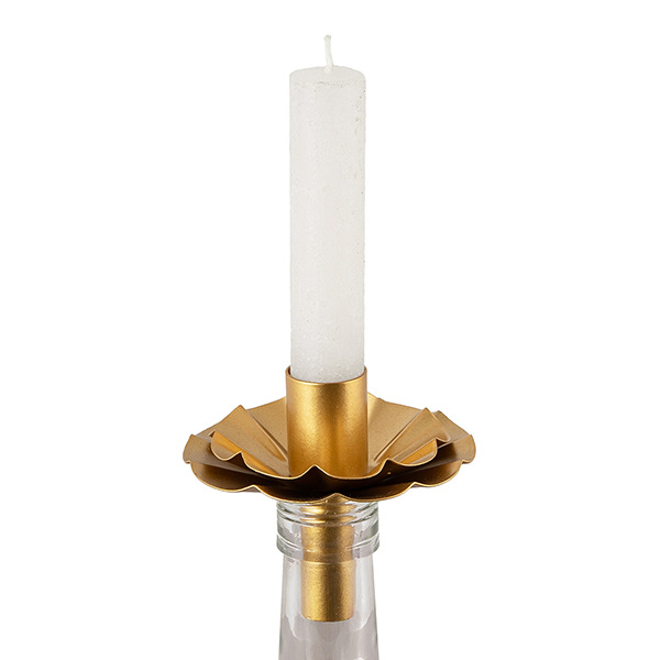 Kerzenhalter BOTTLENECK FLOWER gold, Eisenblech / CONTIGO Fairtrade Onlineshop