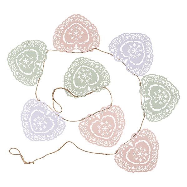 Girlande 150cm Herzen rosa-grün pastell, Papier, handgemacht Girlande 150cm Herzen rosa-grün pastell, Papier, handgemacht