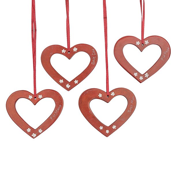 Anhänger HERZ 8cm rot graviert (Stückpreis), Speckstein Anhänger HERZ 8cm rot graviert (Stückpreis), Speckstein