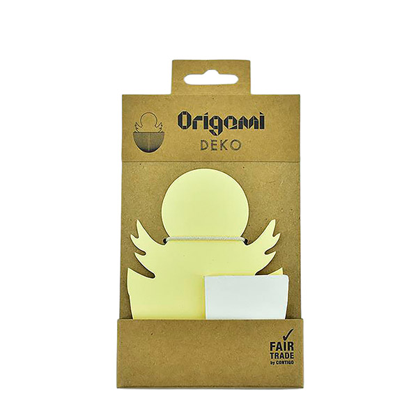 Papierdeko Osterküken, ORIGAMI, groß, 12 cm, weiß-butergelb, Papier / CONTIGO Fairtrade Onlineshop