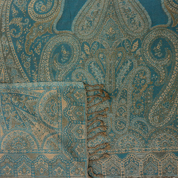 Wendestola LACE, blau-beige-mix, 180x70cm Wolle / CONTIGO Fairtrade Onlineshop