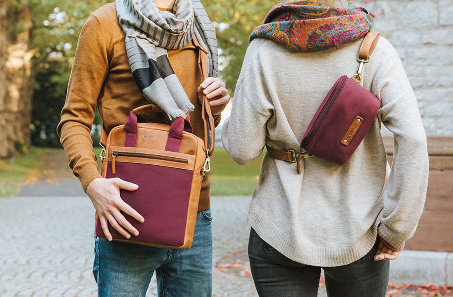 Fair Trade Canvas Ledertasche und Bauchtasche My Ecofriend aus Ökoleder kaufen: Nachhaltige Fair Fashion Accessoires von CONTIGO Fairtrade Shop  