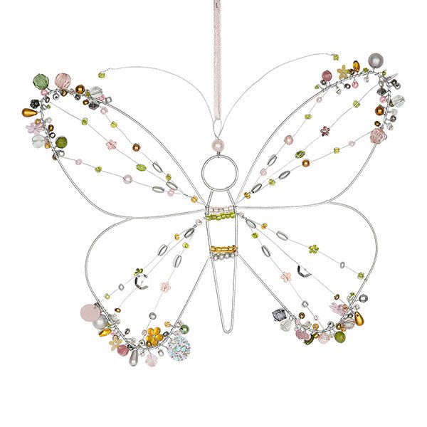 Perlendekoration SCHMETTERLING 20x18cm, frühlingspastell