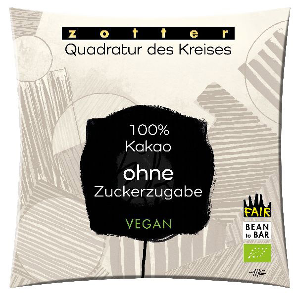 Quadratur 100% Kakao ohne Zuckerzugabe 70g BIO vegan / CONTIGO Fairtrade Onlineshop