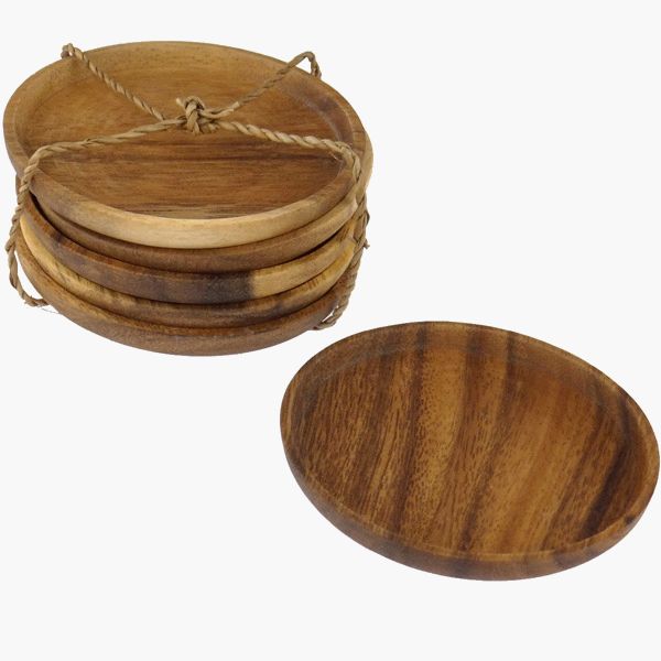 Unterteller / Coaster 8cm RUSTIC, Acaciaholz (Stückpreis)