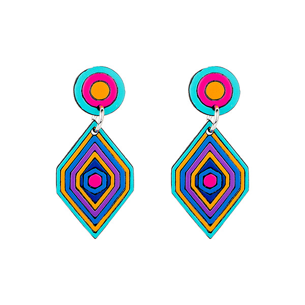 Ohrringe DUO Neon Raute, Flaschenkürbis / CONTIGO Fairtrade Onlineshop