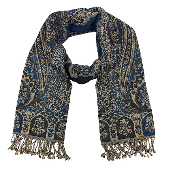 Wendestola LACE, dunkelblau-hellblau-mix, 180x70cm Wolle / CONTIGO Fairtrade Onlineshop