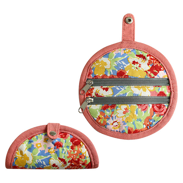 Faltetui rund TULIP, rot-blau-rosa, Baumwolle / CONTIGO Fairtrade Onlineshop