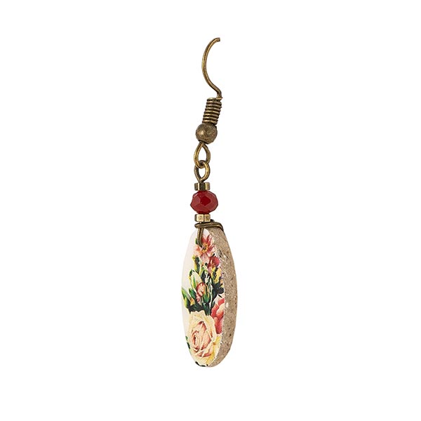 Ohrringe Rose oval, weiß-rosa, Fliese / CONTIGO Fairtrade Onlineshop