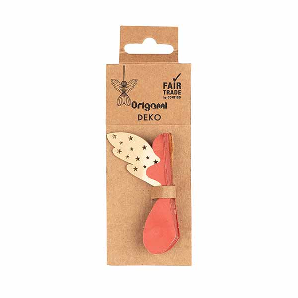 Papierdeko Engel Origami 7cm rot Sterne, Papier kaufen Papierdeko Engel Origami 7cm rot Sterne, Papier / CONTIGO Fairtrade Onlineshop