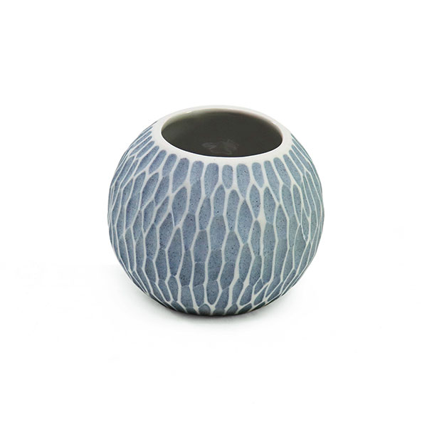 Vase PETRA S, rund 7,5x10 cm, blau-weiß, Keramik handgemacht