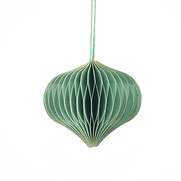 Papierdeko Origami 6,5cm ONION mintgrün, Goldrand / CONTIGO Fairtrade Onlineshop