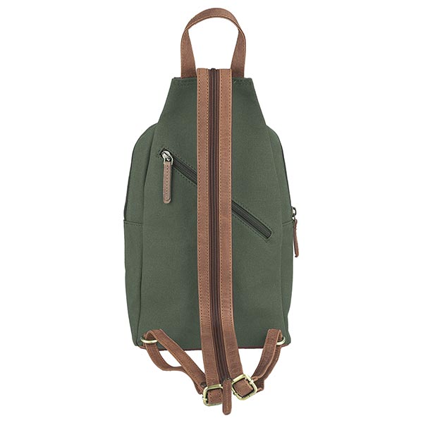 Crossbody Bag waldgrün, Leder mit Bio-Baumwollcanvas / CONTIGO Fairtrade Onlineshop