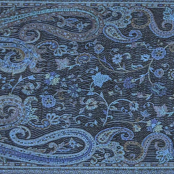 Schal PAISLEY schwarz-blau-hellblau-mix, 165x35cm, Seide / CONTIGO Fairtrade Onlineshop