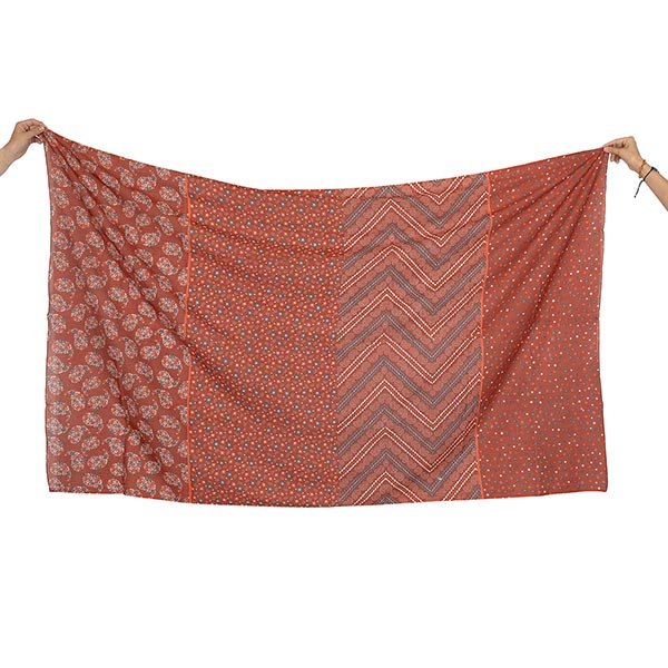 Schal RED PATCH, 200x100cm, 100 % Baumwolle (Bio), handgemacht
