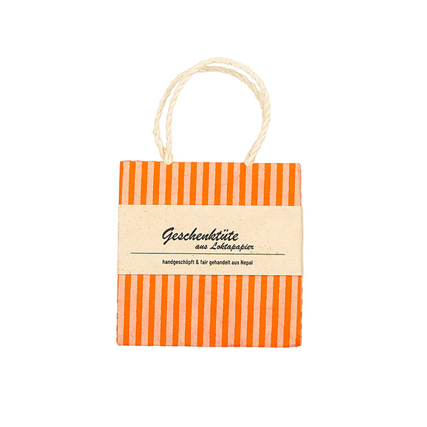 Geschenktüte XS STREIFEN, koralle-aprikot / CONTIGO Fairtrade Onlineshop