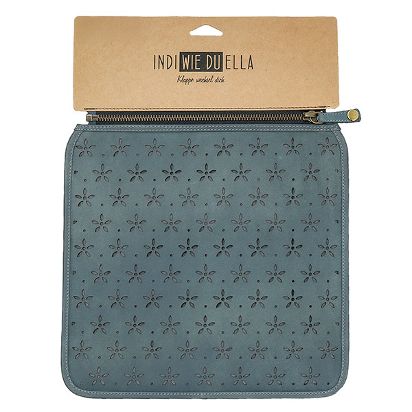 Wechselklappe CUT rauchblau IndiWIEDUella, Vintageleder