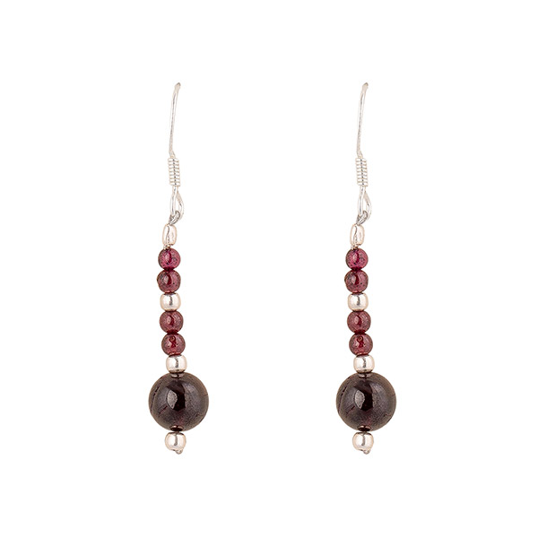 Ohrringe KUGELPERLE Granat und Silberperlchen / CONTIGO Fairtrade Onlineshop